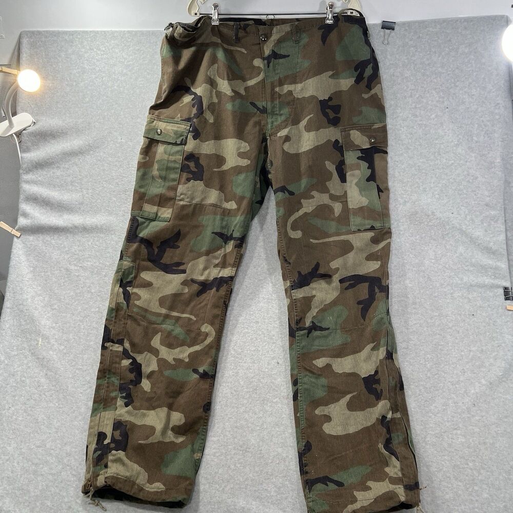 Vintage US Military Chemical Protective Pants Mens L Woodland Camo 2001